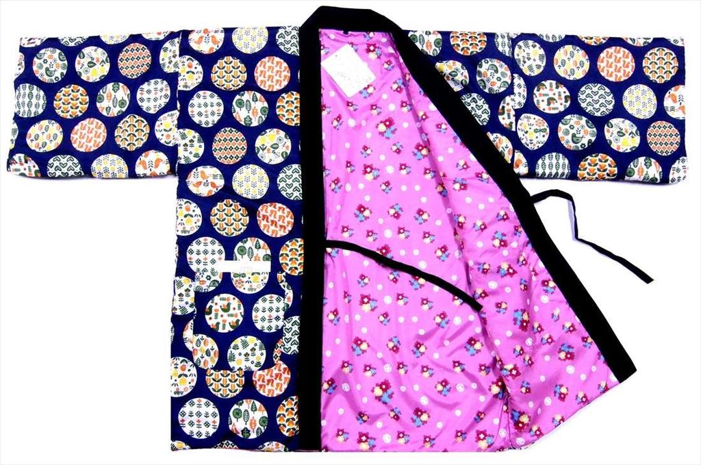 Hanten Padded One Size Fits Circular Dark Blue (Japanese Jacket), All, Ht-24, Pattern, Background.