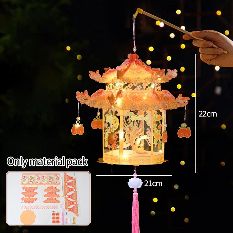 Mid Autumn Festival Lantern Palace Shape DIY Lantern Handmade Luminous Lamp Holiday Hanging Light Decor Birthday Gift Lanterns