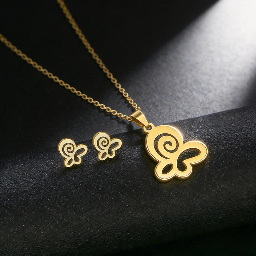 European Fashion Star & Moon Clavicle Necklace and Earring Set