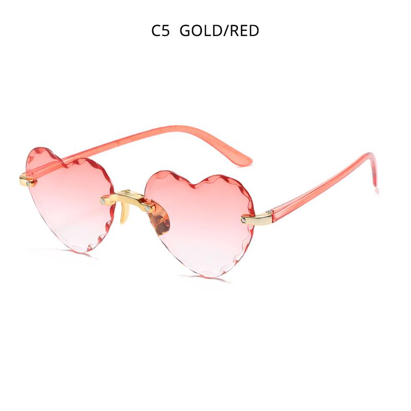 

Fashion Heart Shape Women Sunglasses Brand Designer Lovely Rimless Sun Glasses For Female Vintage Pink Ladies Shades красный