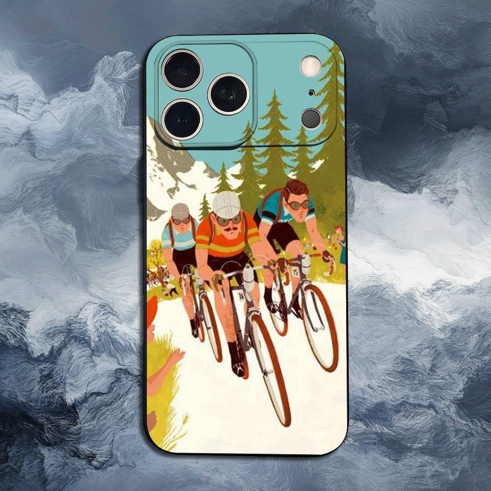 

Bike Sport Bicycle Phone For iPhone 13,12,15,14,11,16,17,Plus,Pro Max,XS,X,XR,SE,Mini,8,7,Soft Silicone Black iPhone13