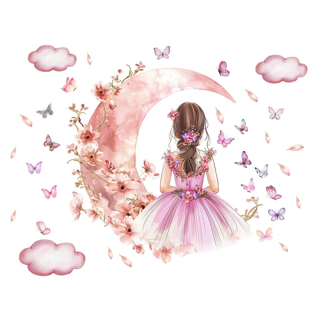 Cartoon Cute Rabbit Hot Air Balloon Clouds Large Wall Stickers for Kids Room Living Room Nursery Decoration Children Wall Decals