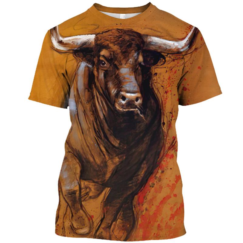 Summer Bullfight 3D Print T-Shirts Streetwear Men Fashion Casual Oversized O-Neck Short Sleeved T Shirt Tees Tops Clothing