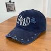 Fashion Hat Sweet Cool Internet celebrity Rivet Embroidery Baseball Cap Sunscreen Summer Embroidery Letters Washed Old Ripped Baseball Hat