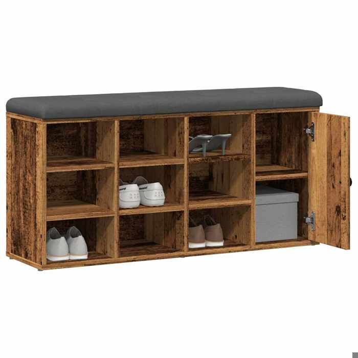 VidaXL Banc à chaussures vieux bois 102x32x50 cm bois d'ingénierie, banc, banc de rangement, siège de couloir 857621