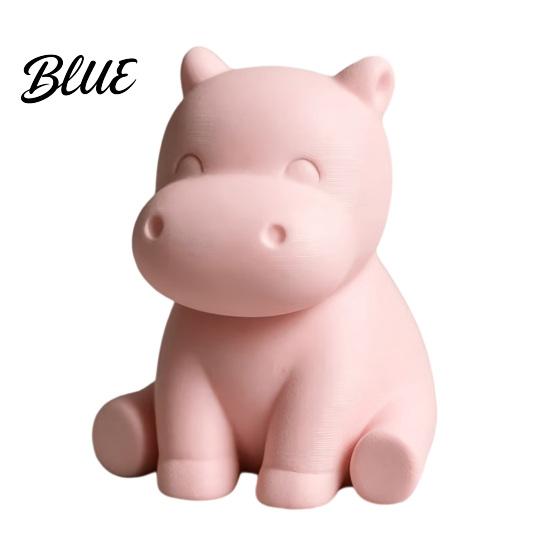 3D Printed Hippo Car Dashboard Figurines, Minimalist Pink Desktop Ornament with Small Statue Non-Slip Weighted Base, Cute Interior Decor, Kawaii