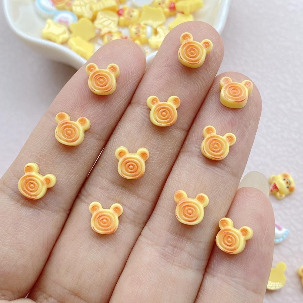 100PCS Little Bear Nail Art Decoration Charms Supplies Kawaii Cartoon Series Accessories Resin Parts Manicure Decor Material