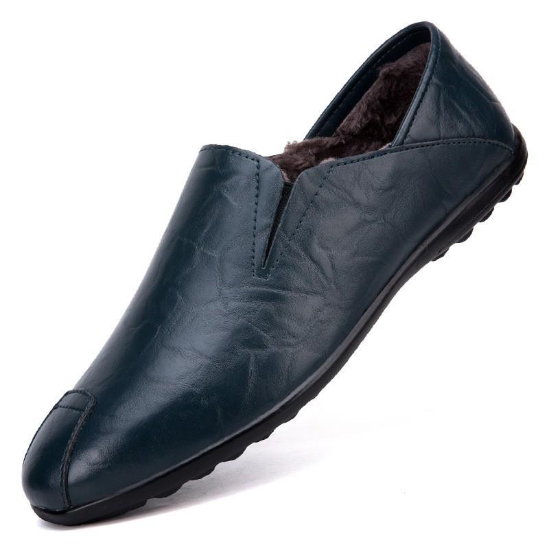 Men's Black Leather Slip-On Shoes – Breathable, Comfortable, Formal Business & Driving Shoes