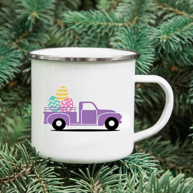 

Эмалированные кружки для кофе с радужным принтом, кружки для автомобиля, кружки для братьев и сестер, походные чайные чашки, туристическая посуда, принадлежности для пикника, креативный подарок для похода 360ML