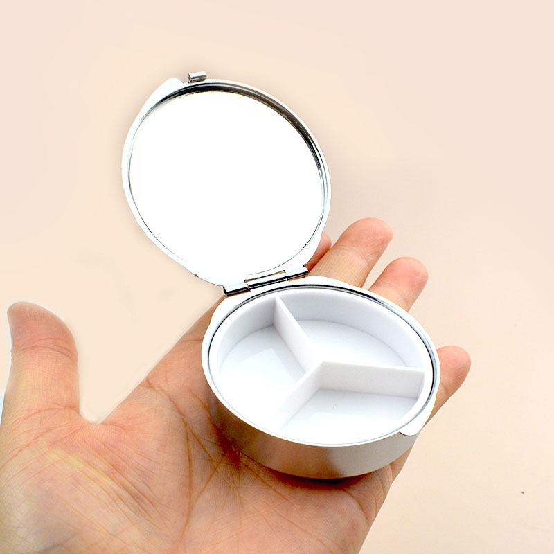 2/3 Compartments Rectangle Round Shape Medicine Case Sliver Lightweight Holder Container Waterproof Pill Tablet Metal Pill Box