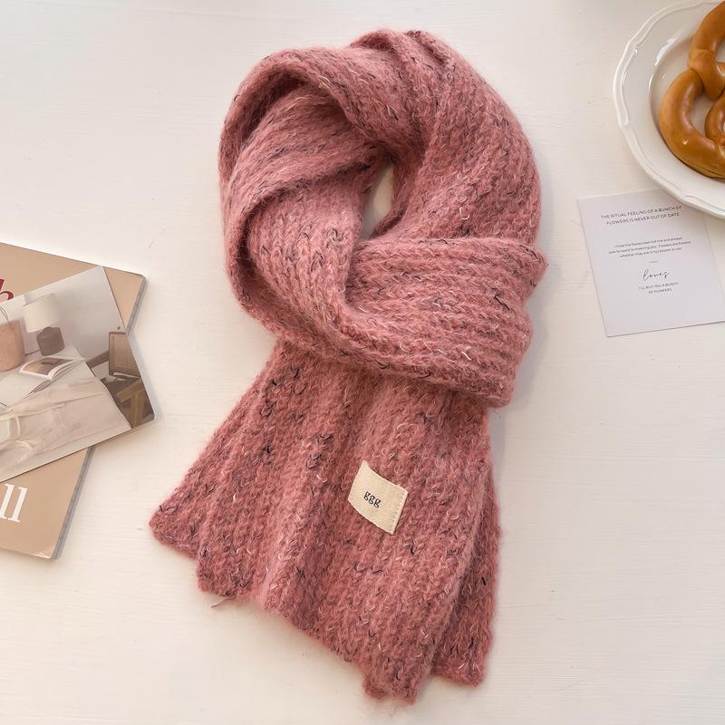 Wool Wool Scarf Women's Winter New High-end Sense Thickened Warm Knitted Scarf Couples Versatile