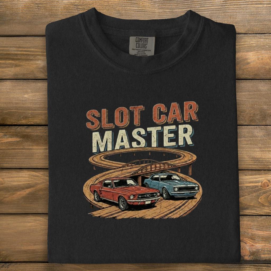 Slot Car Shirt With Vintage Track Graphic, Classic Cars Racing Tee