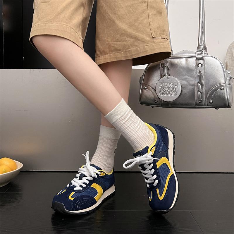 Retro contrasting color splicing platform German training shoes women's 2025 new mesh breathable foot small casual sports Forrest Gump shoes