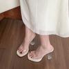 V Transparent Platform High Heels Slippers Women's Summer Wear Crystal Strap Sandals