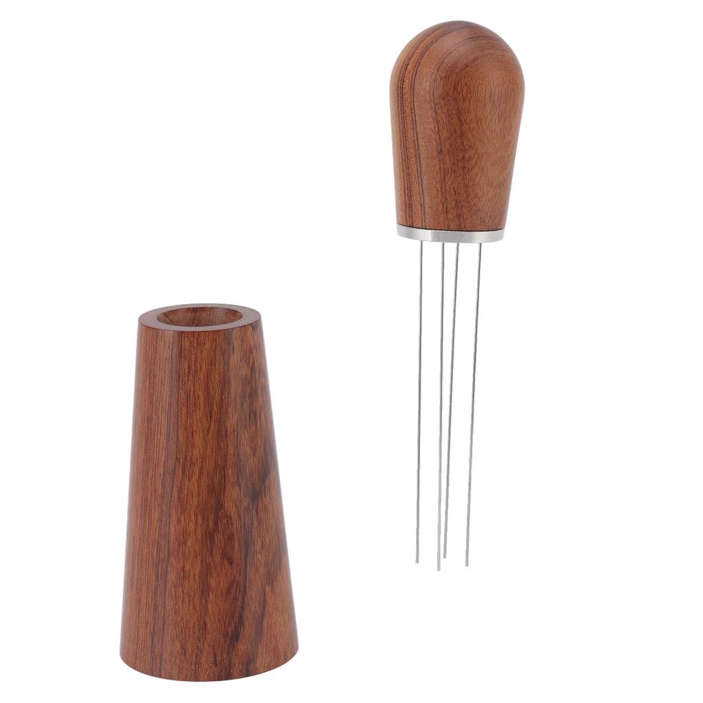 Coffee Powder Stirring Tool Needle Type Coffee Stirrer Distributor with Natural Wood Handle for