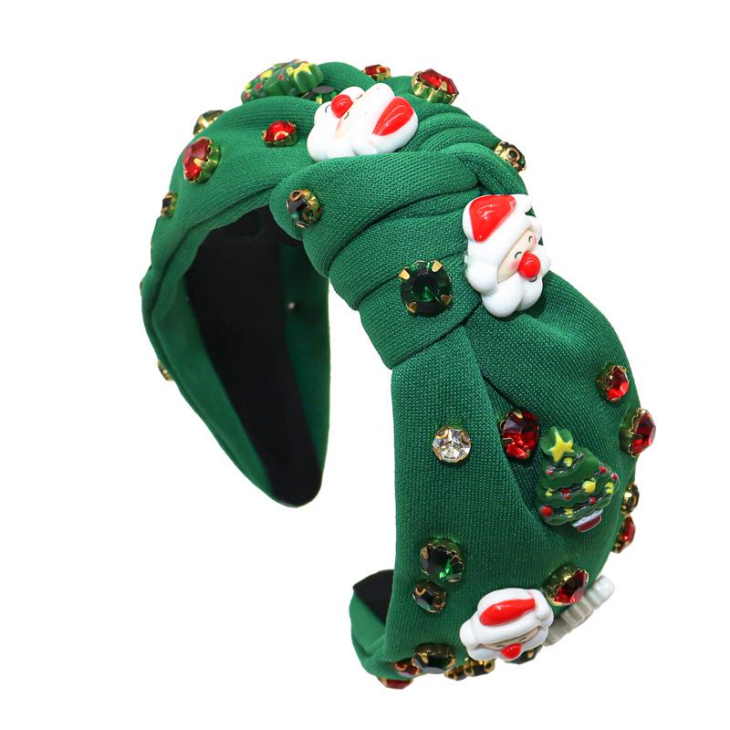 European & American Rhinestone Santa Christmas Headband: Wide-Brimmed Knotted Hair Accessory