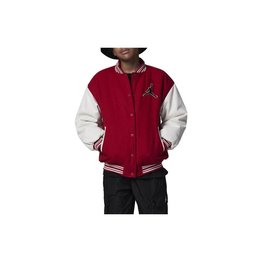 Jordan Varsity Logo Jacket With Stand Collar And Single-Breasted Closure Kids Outerwear Red FV6043-687