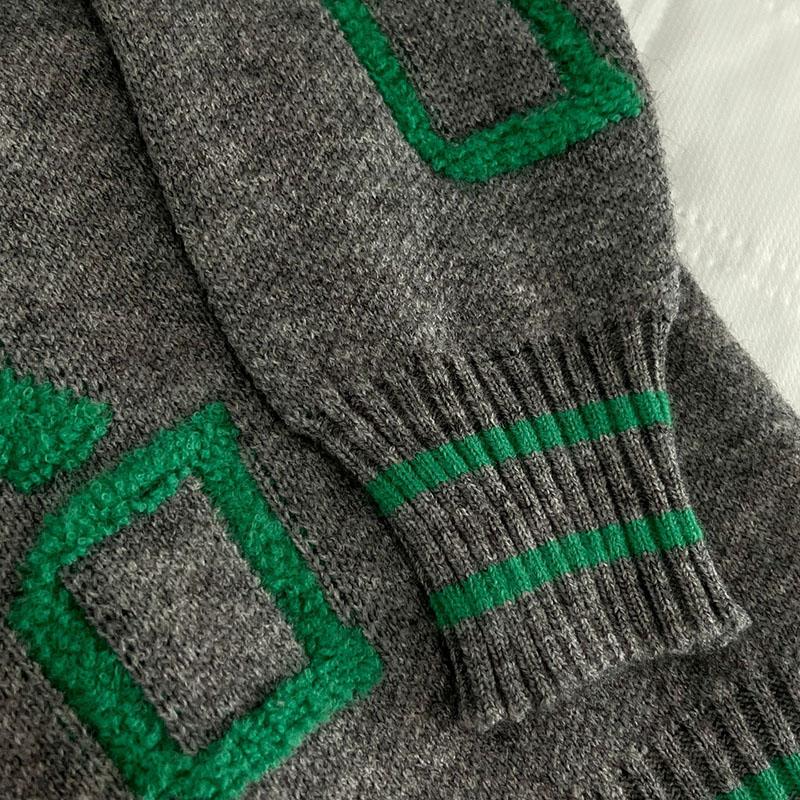 Embroidered Knit Cardigan Women's Loose Sweater V-neck Long Sleeved Single Breasted Buckle Thick Coat Warm Comfortable Casual Commuting Autumn Winter