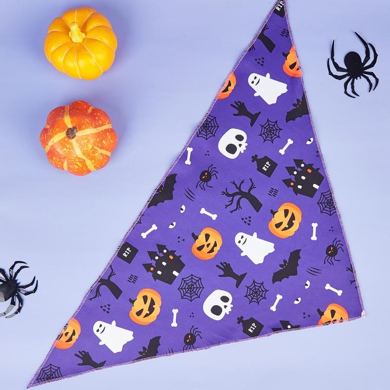 Halloween Dog Bandana, Pumpkin and Spider Web Bibs Triangle Pet Scarf, Multiple Sizes Soft & Adjustable Pet Bandanas Accessories