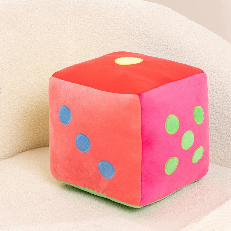 Creative Dice Plush Pillow, Square Number Dot Dice Stuffed Toy, Sofa Decor Cushion Game Prop Universal Multi-Color