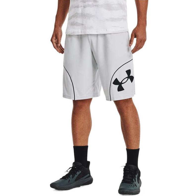 Under Armour Perimeter Solid Logo Athletic Shorts Men Bottoms Gray 1370222-014