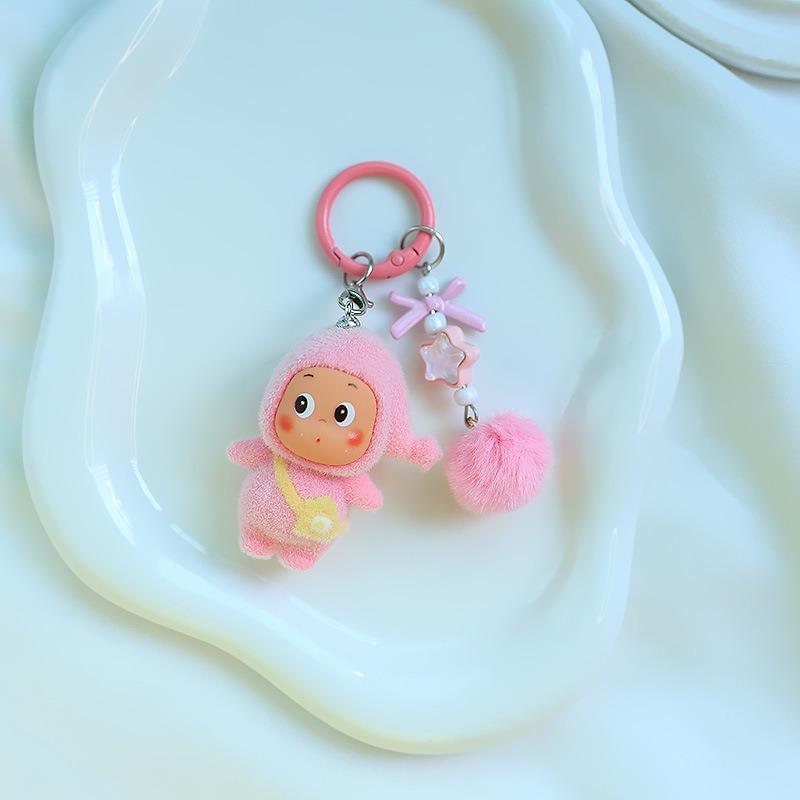 Cartoon Flocking Star Person Keychain Doll Pendant DIY Mobile Phone Cute Pendant Plush Doll Creative Decoration