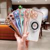 Electroplating Side Love CD Pattern Magnifying Glass Bracket for iPhone17ProMax Mobile Phone Case Apple 16 Soft Case