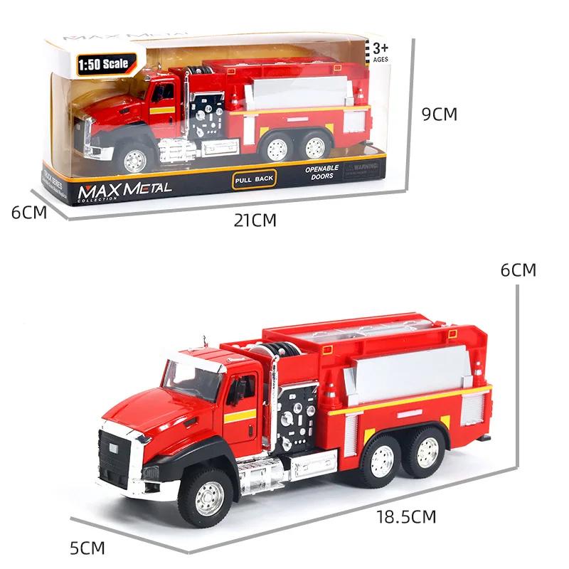 New 1:50 Car Toy Truck Model Pull Back Alloy Diecast Vehicle Fire Military Engineering Garbage Trucks Toys For Children's Gift