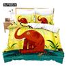 Kids Cartoon Elephant Duvet Cover Lovely Animal Theme Bedding Set Full For Girls Boys Kawaii Room Decor Microfiber Quilt Cover