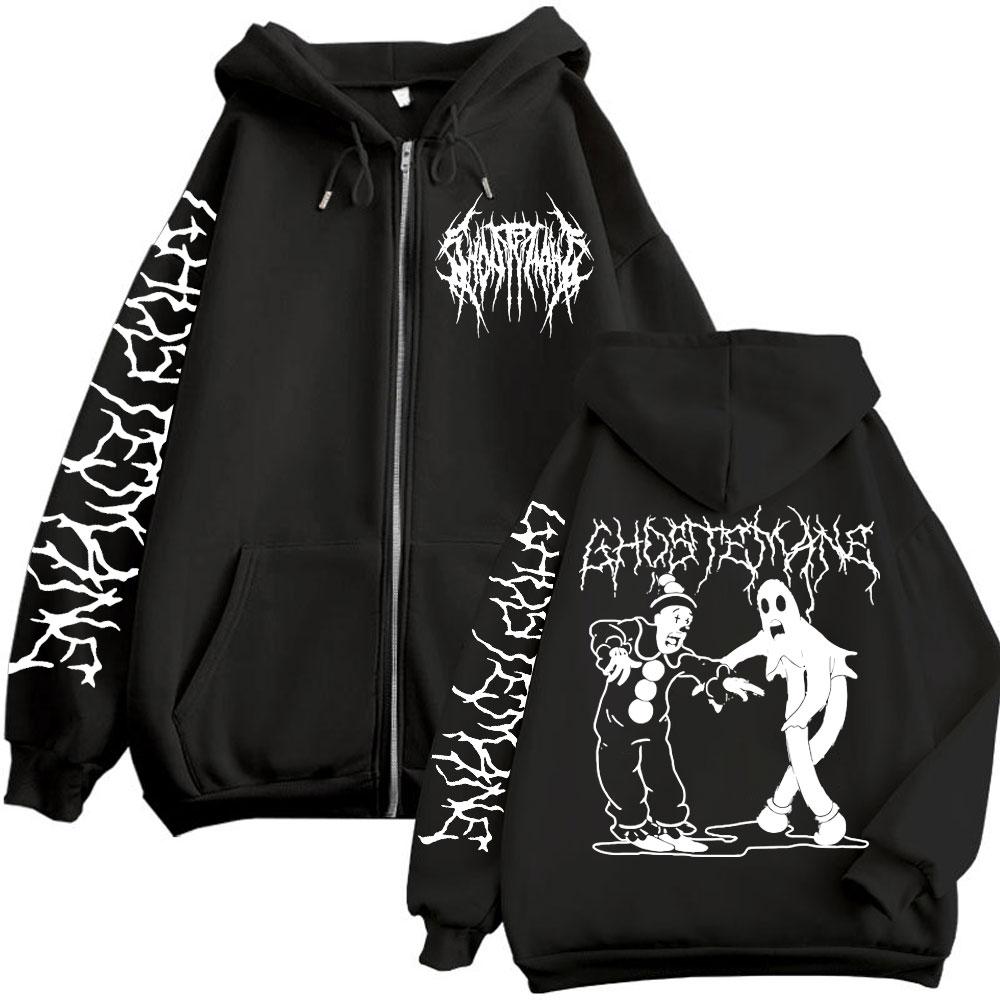 Ghostemane Potisk Mikiny na Zip Metal Rock Pop Hudba Mikiny se Zipem Pánské Dámské Gotická Móda Vintage Pulovry