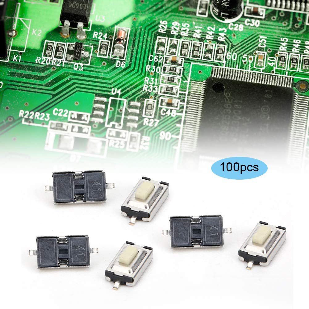 100Pcs Tactile Push Button Switch, SMD DIP 2 Pin Micro Momentary Tact Switch, 3mm x 6mm x 2.5mm for Phone GPS MP3 MP4 DIY Electronic