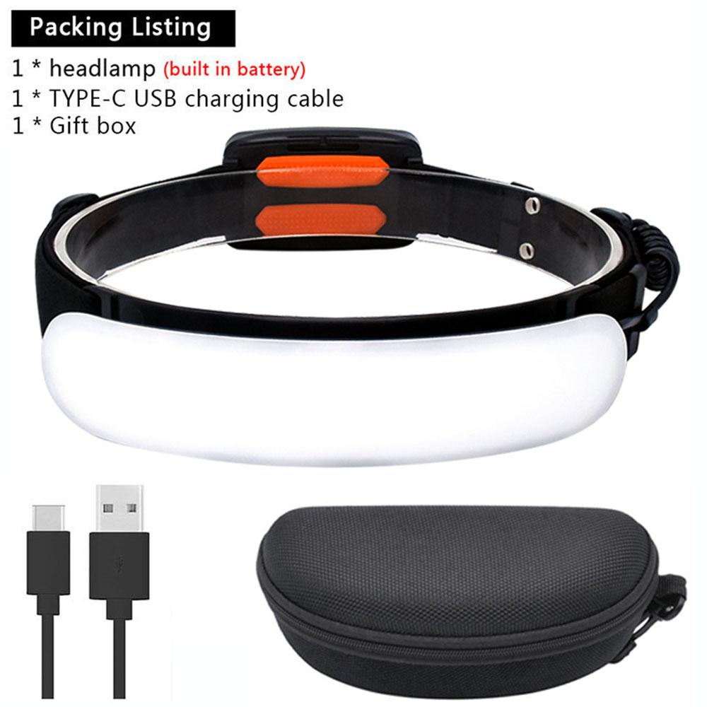 Ultra Wide Angle COB Headlamp 31PCS LED Portable Headlight with Built-in 5000Mah Battery Flashlight USB Rechargeable Head Torch