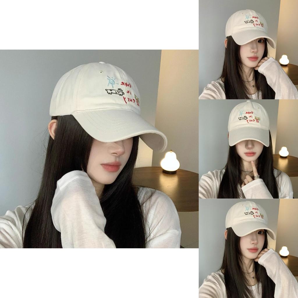 Cotton Coconut Tree Puppy Pattern Embroidery Sun Hat For Women Summer Wide Brim Casual Fashion Accessory
