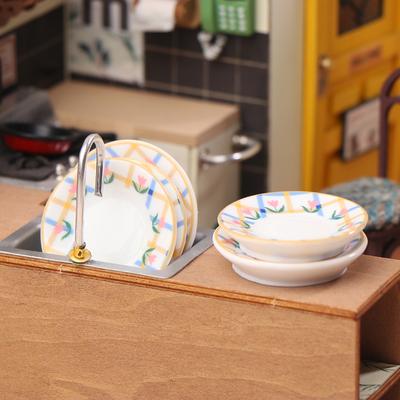 5Pcs 1/12 Mini Plates Dishes Model Simulation Kitchen Decoration Dollhouse Dolls House Accessories Pretend Play Toys