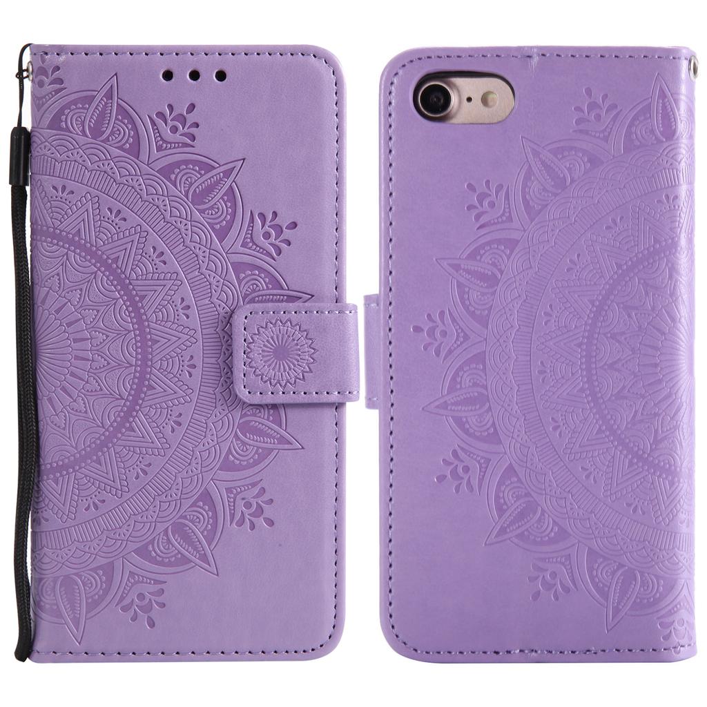 For iPhone 16e Stand Case Imprinted Totem PU Leather Wallet Phone Cover