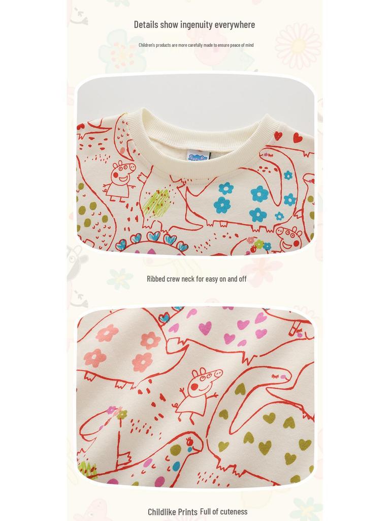 Σετ Δύο Τεμαχίων με Σχέδιο Δεινόσαυρο Peppa Pig: Φούτερ Μακρυμάνικο & Φόρμα