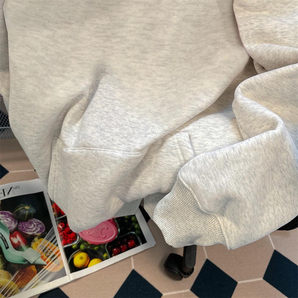 Gray Cartoon Puppy Hoodie for Men & Women - Autumn/Winter Loose Fit Korean Style Vibe