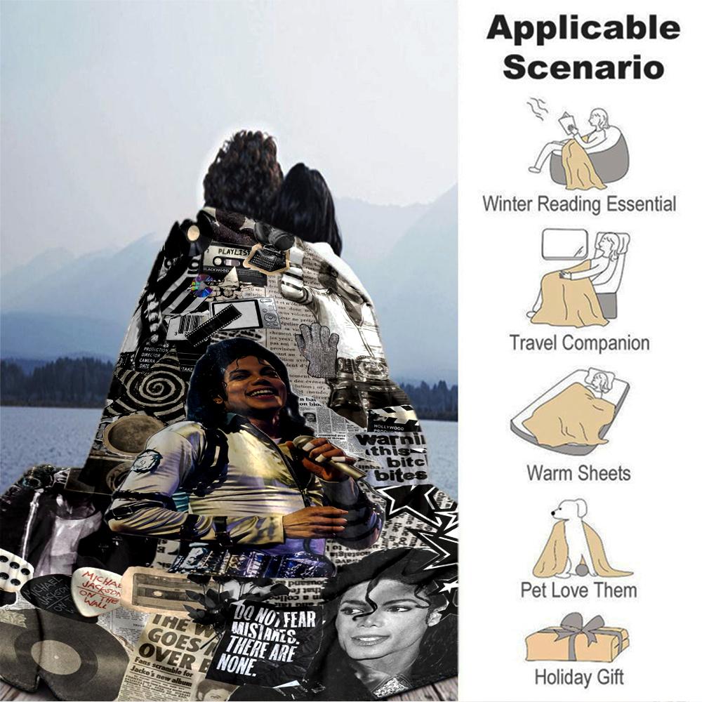 1Pc Michael Jackson Collage Blanket Soft Throw Blanket For Home Bedroom Bed Sofa Travel Office Solid Christmas Blanket