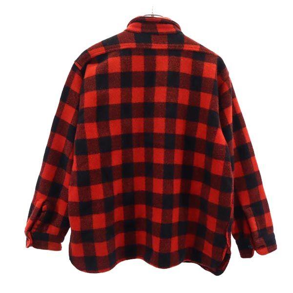 WINTER KING 50s Vintage Triangular Wool Bag Check Pattern Long Sleeve Shirt Men's Used