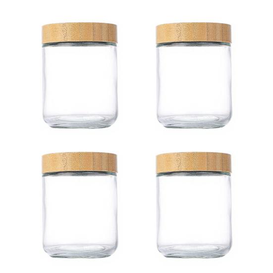 Yousheng 4Pcs/Set Overnight Oats Jars Glass Airtight Jars with Lids Leakproof Meal Prep Containers Reusable Sealed Food Storage Jars for Breakfast