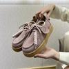 Zapatos para Mujer Mocasines Gamuza Cuero Genuino Estilo Británico Con Cordones Zapatos de Estudiante Mujer Talla Grande Zapatos Clásicos para Mujer