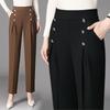 High Waist Slimming Plus Size Casual Pants for Spring 2026 - Western Style Moms' Trousers