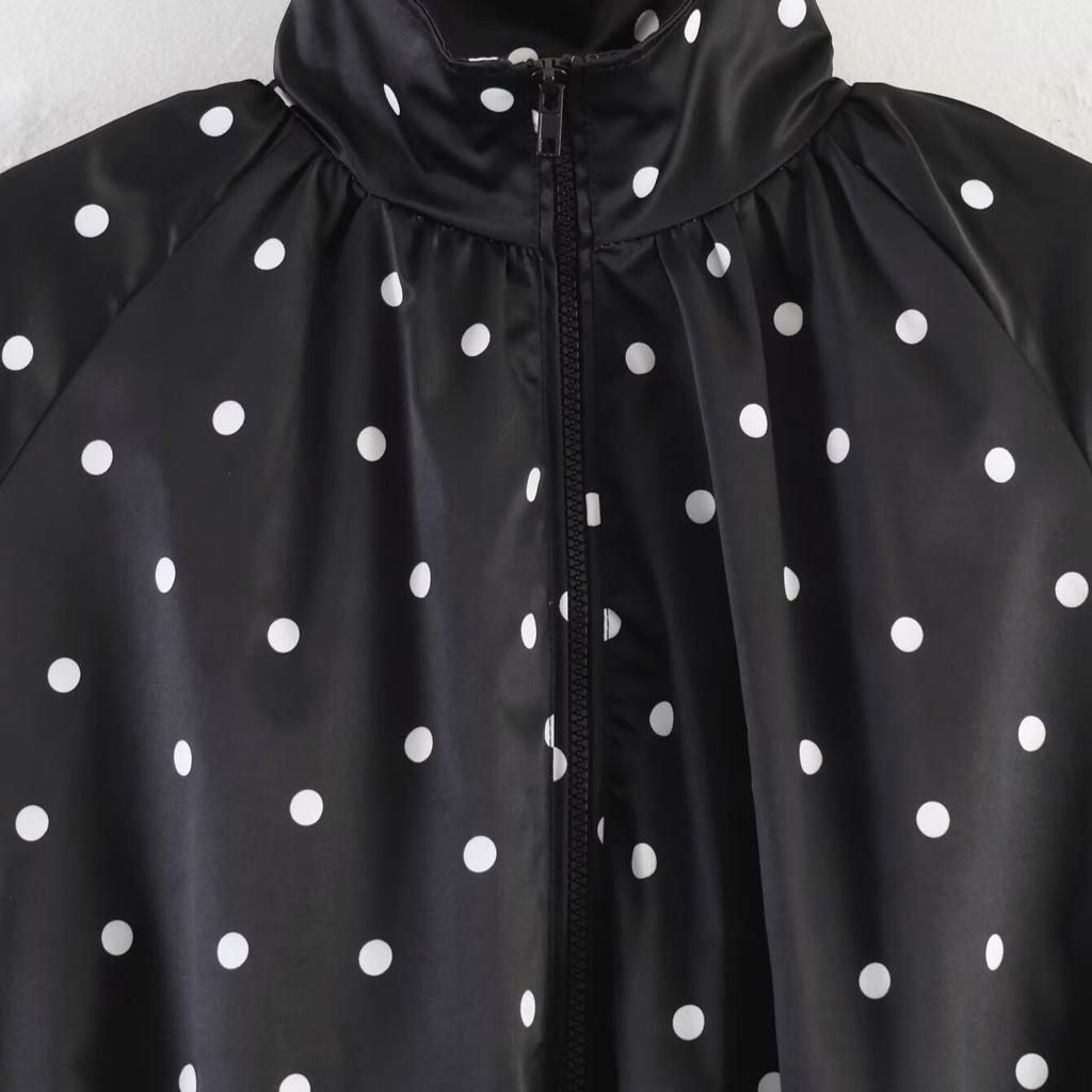 2026 Summer New European and American Cross-border Women's Clothing Street Fashion Black Polka Dot Printed Jacket W107 8910