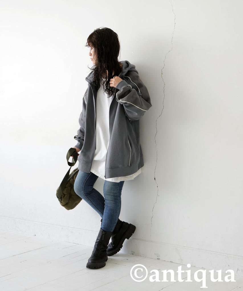 Antiqua Long One Size Gray Women's Color-Scheme Hoodie, Sleeve, ZA-00236, 15,