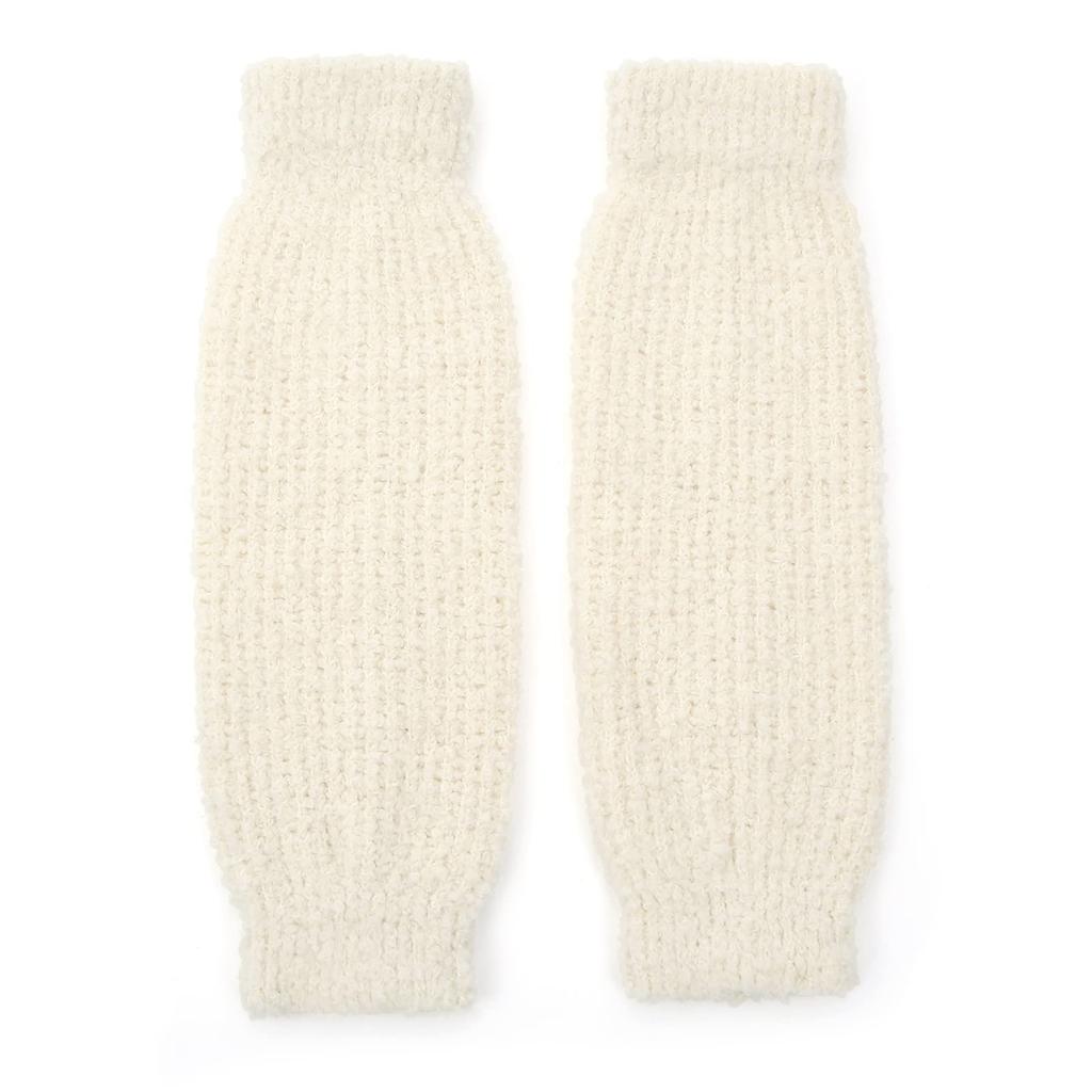 Boucle-Wollmischung, weicher, langer Strick, warme, flauschige Beinwärmer, lange Stiefel, fußlose Mode, lockere hohe Socken, koreanisch [UNDERCONTROL] Herbst/Winter 80er (Elfenbein)