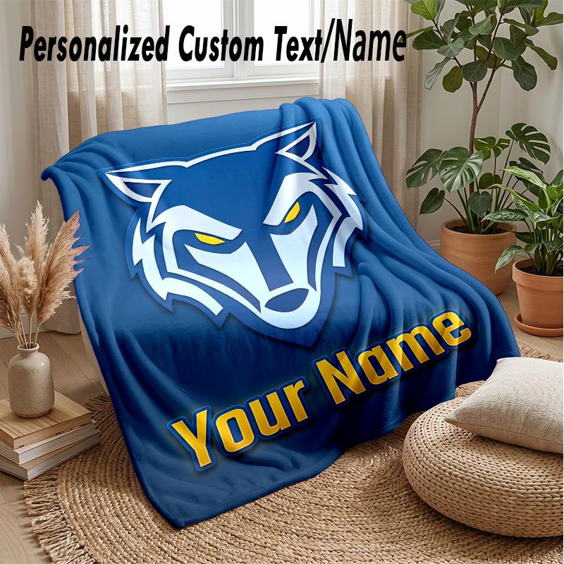 Warrington Wolves Custom Flannel Throw Blanket Print Your Name Text Soft Warm Blanket Holiday Present