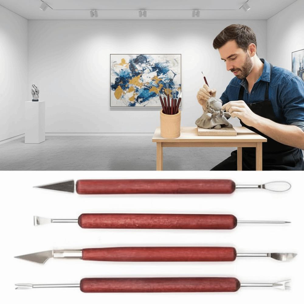 6PCS with Red Wood Handles Professional Clay Sculpting Set Sculpture Modeling Tools