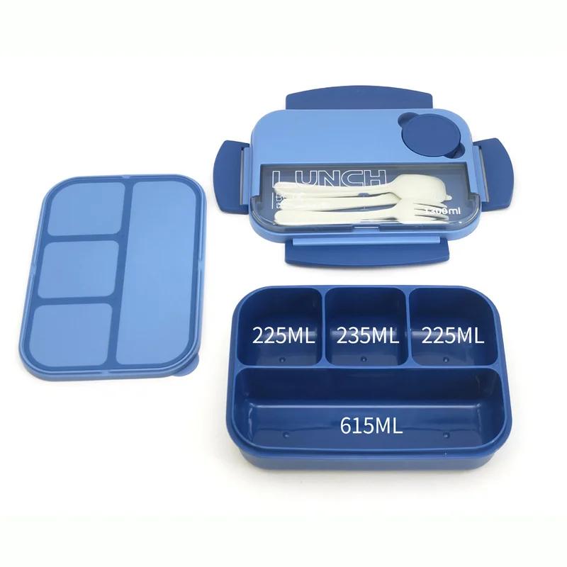 1300ml Compartment Lunch Box Portable Microwave Oven Sealed Bento Box with Spoon Fork Student Office Workers Food Containers