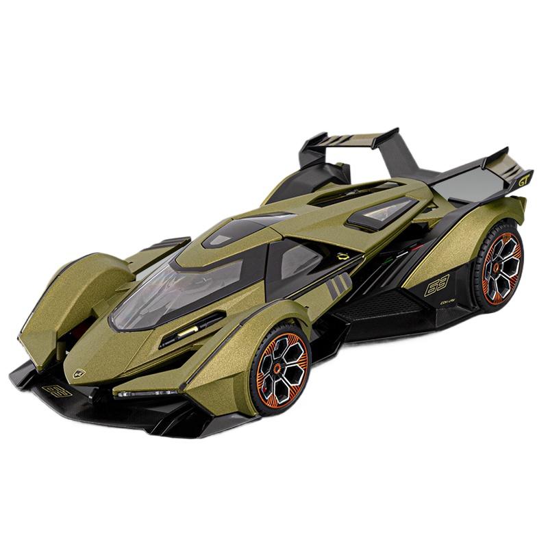 1/18 Lamborghini Vision Gran Turismo V12 GT Supercar Alloy Car Model Sound and Light Pull Back Children's Toy Collectibles Birthday Gift
