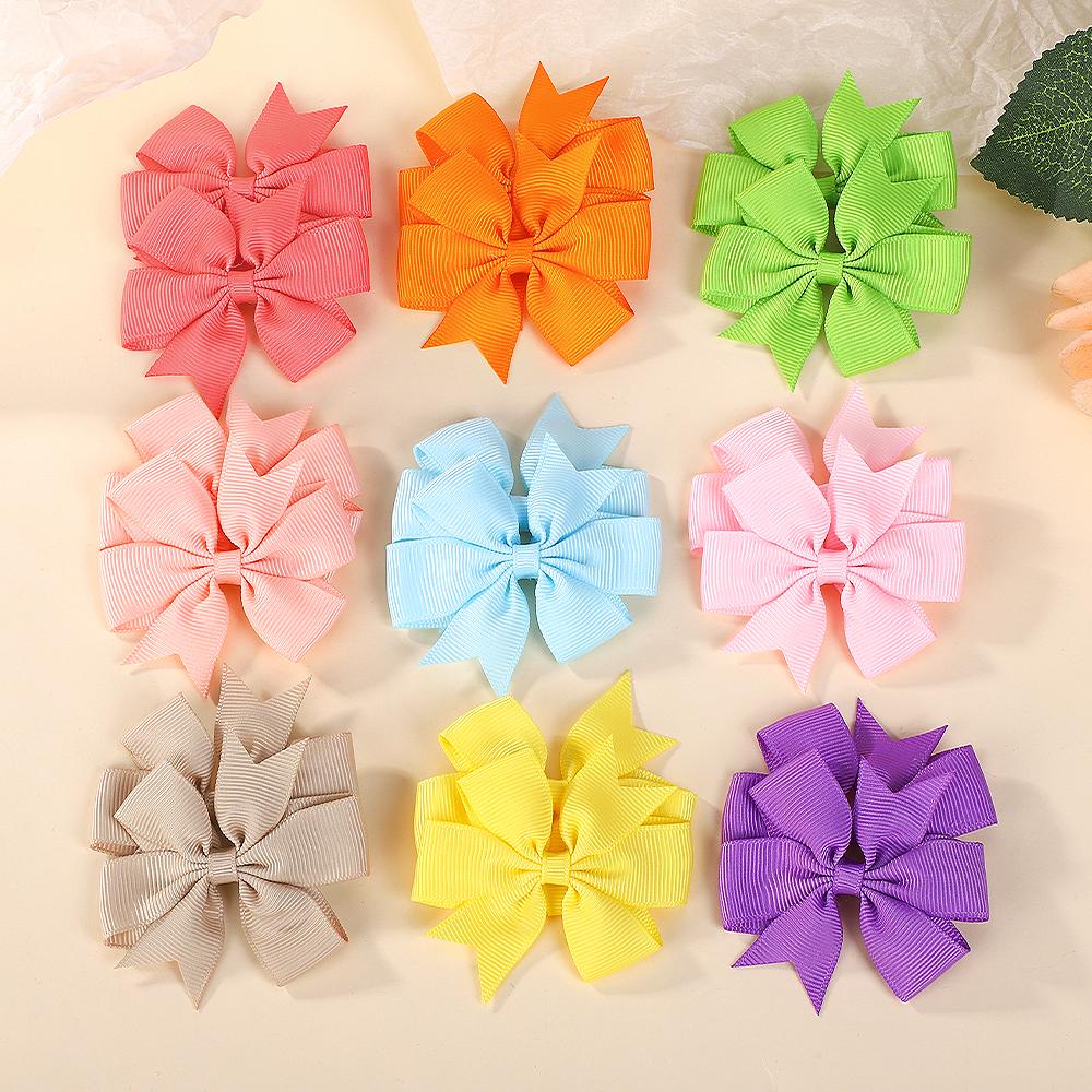 30pcs Baby Girls Hair Bows Clips Set Solid Color 2.5'' Grosgrain Ribbon Bowbot Hairpin Barrettes Headwear Hair Accessories